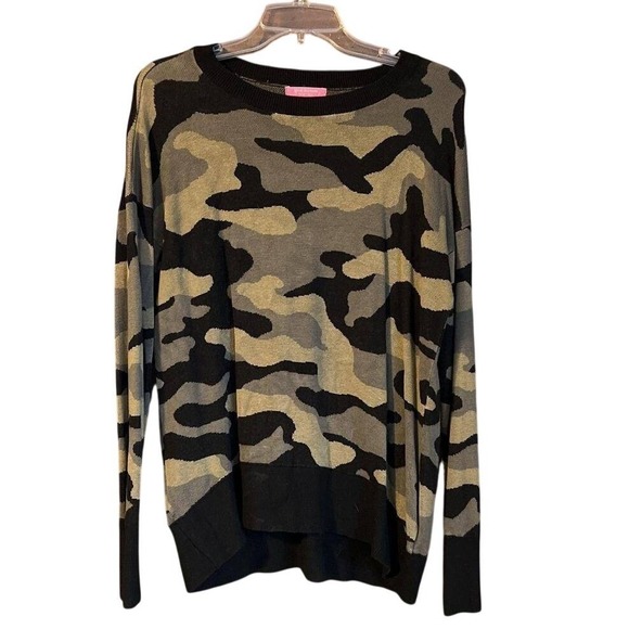 Isaac Mizrahi New York Sweaters - Isaac Mizrahi New York Camo Crewneck Sweater Green Grey Black Womens Large